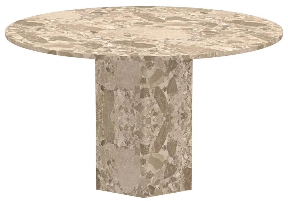 Világosbarna márvány kerek étkezőasztal ø 130 cm Naxos – Actona