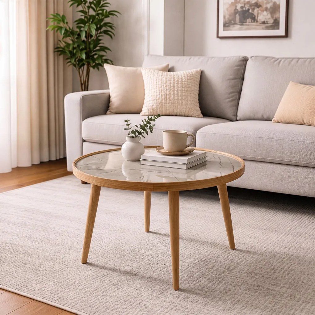 Polen 80 - Oak, Grey Marble