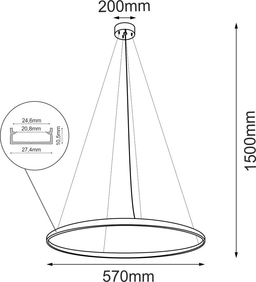 ANTIGO 5322 AGARI Modern Led Függesztett Lámpa Fekete LED IP20