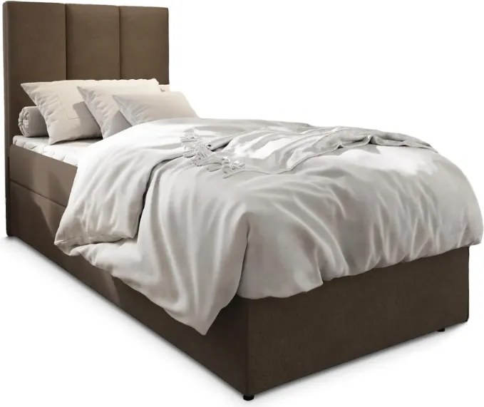 AKCIÓ Kárpitozott boxspring ágy MERALIS 90x200 cm barna II. osztály