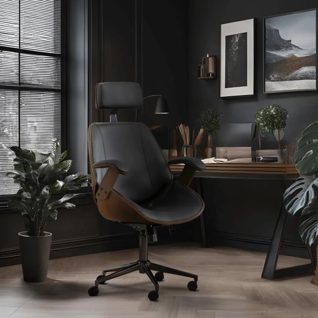 Elegáns Vezetői Forgószék Dió/Fekete Színben. FABIAN