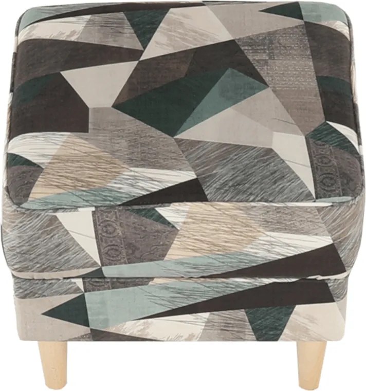 Füles fotel puffal, szövet barna-zöld minta, ASTRID