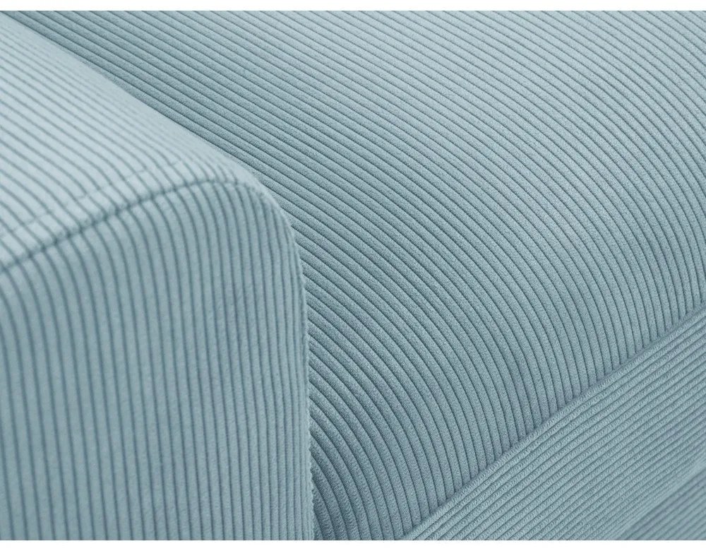 Világoskék kordbársony kinyitható tárolóhelyes sarokkanapé (jobb oldali-heverő résszel) Kyoto – Cosmopolitan Design