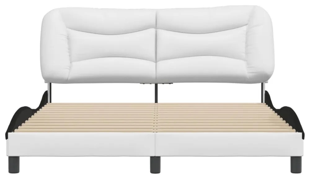 fehér és fekete műbőr ágykeret matrac nélkül Hvar 160 x 200 cm