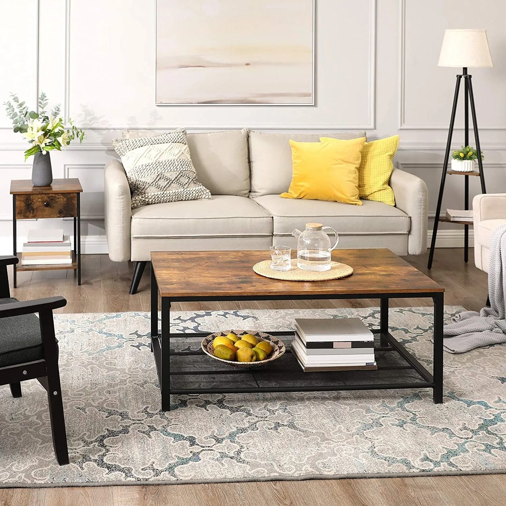 Tároló asztal fiókkal TAYLOR 40x40 cm, rusztikus barna