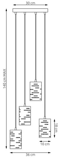 Csillár zsinóron TANK 4xE27/15W/230V fekete