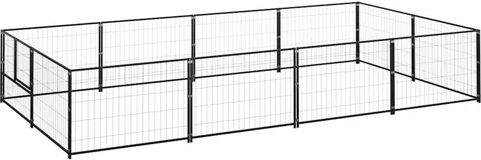 vidaXL fekete acél kutyakennel 8 m²