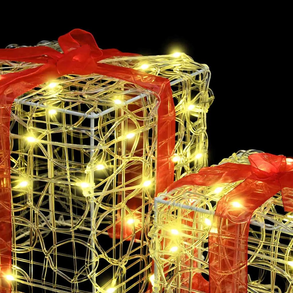 Ajándékdoboz 60 LED-del 3 pcs Meleg fehér 20 x 20 x 20 cm Akril