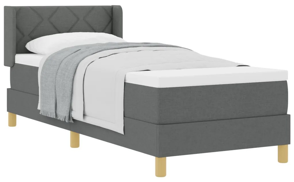 Boxspring ágy matraccal - Sötétszürke, 80 x 200 cm, Szövet