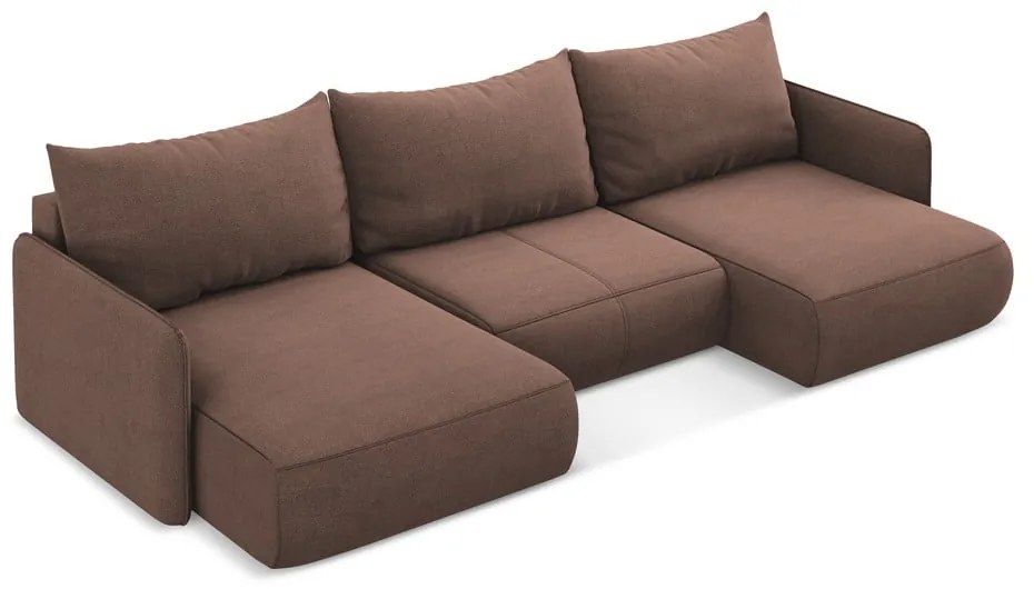 Rózsaszín kinyitható-tárolóhelyes sarokkanapé Nanea – Makamii