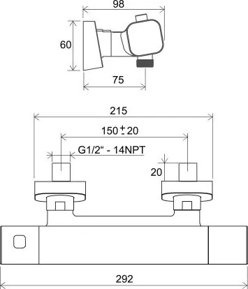 Ravak X070140 - FREE termosztátos zuhanycsaptelep, fényes króm