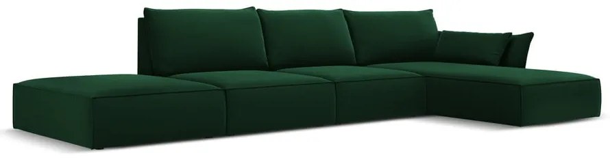 Sötétzöld bársony sarokkanapé (jobb oldali-heverő résszel) Vanda – Mazzini Sofas