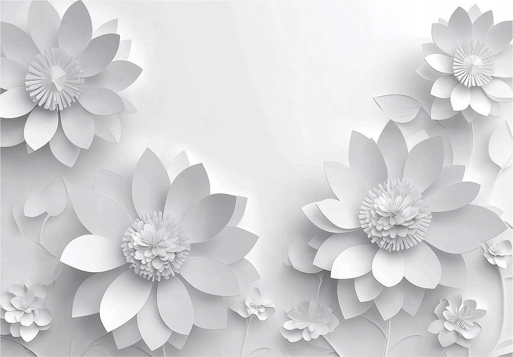 Fotótapéta levelek 3D Hatás virágok Modern elegáns nappali hálószoba Loft