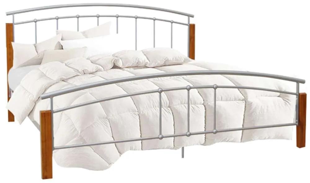 Mirela K180_200 Ágy ágyráccsal - égerfa-ezüst