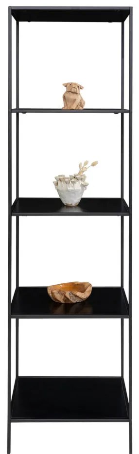 Vita polc 5 polccal, fekete, fekete kerettel, 51x36x170 cm