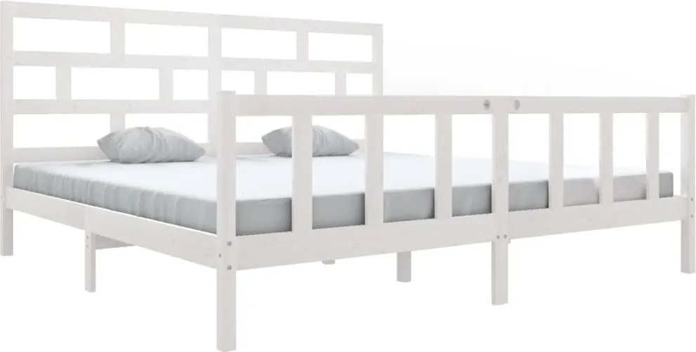 vidaXL Super King fehér tömör fenyőfa ágykeret 180 x 200 cm