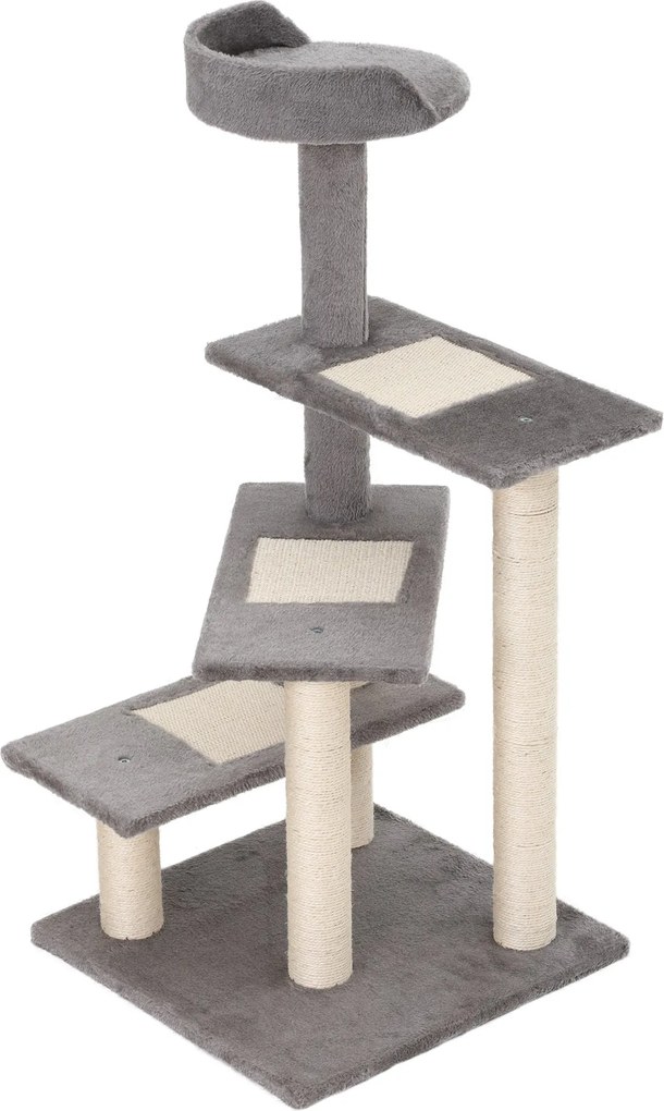 PawHut Macska Fa Macska Kaparóoszlop Játszóház Macskafán 5 Szint Bézs Szürke 48,5 x 48,5 x 100 cm (HxSzxM) | Aosom