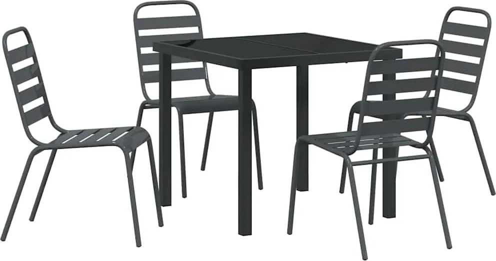 vidaXL Kert étkező szett 5 pcs Antracit Porszórt acél
