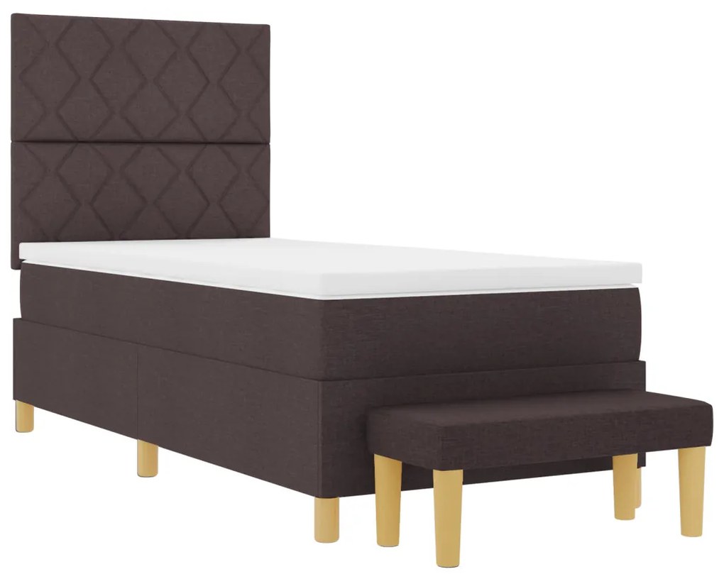 Boxspring ágy matraccal és paddal, sötétbarna, 100x200 cm, szövet