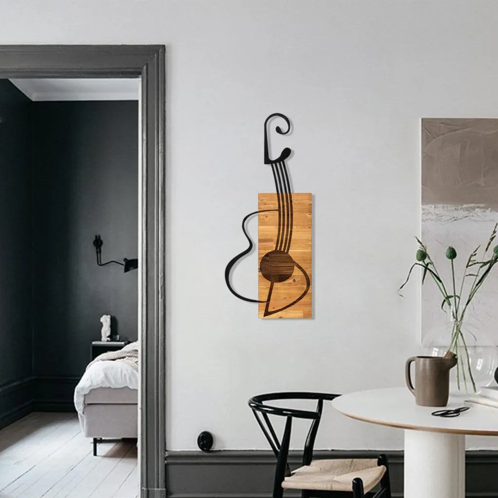 Gitar fém fali dekoráció, 39×93 cm
