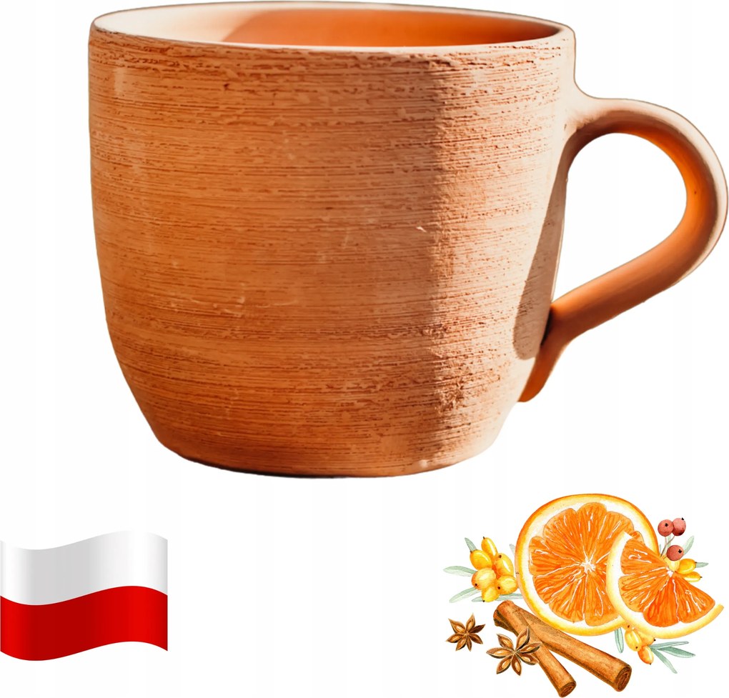 Fűtőpohár 700 ml. Természetes agyag.Tanulmányok Tanúsítvány ajándék