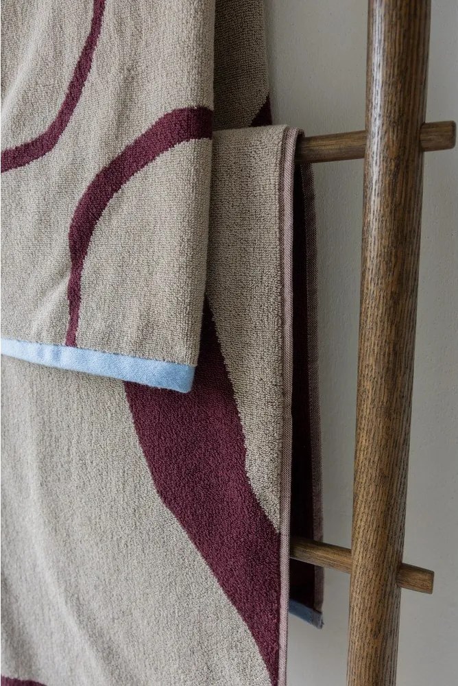 Borvörös-szürkésbézs frottír bio pamut törölköző szett 2 db-os 50x90 cm Nova Arte – Mette Ditmer Denmark