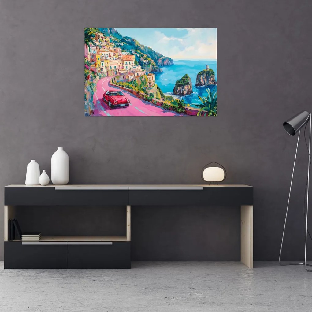 Kép - Rózsaszín part menti út (90x60 cm)