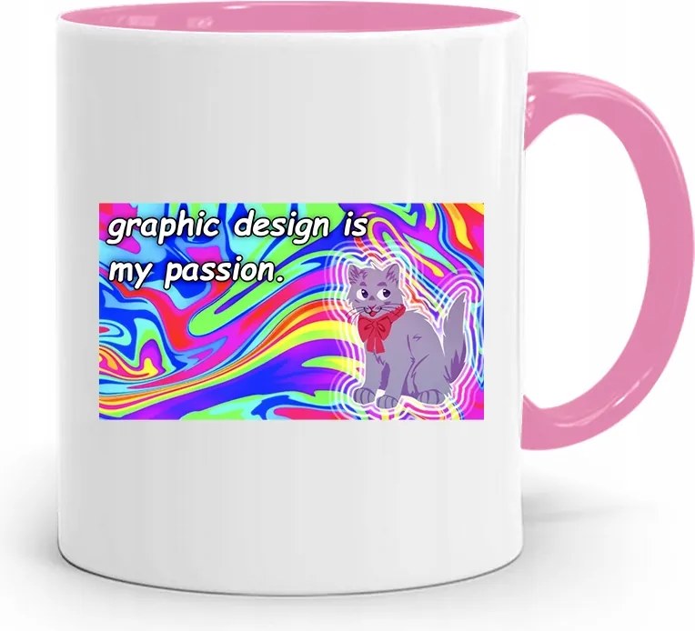 Rózsaszín Bögre Grafika Graphic Design Is My Passion fényképes nyomtatással