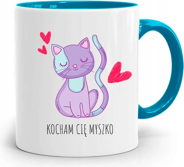 Kék Bögre Valentin Napra Szeretlek Egér nyomott mintával