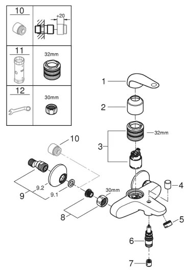 GROHE 24335001 - Kádcsaptelep DN 15, fényes króm