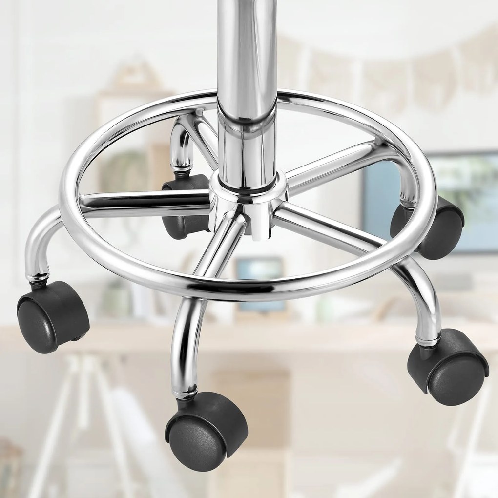 OXANA lábtartós görgős puff, Ø35cm, fehér Casaria