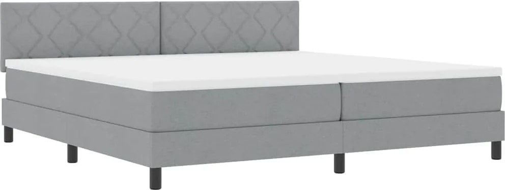 vidaXL Boxrugós ágy matracmal leddel Világosszürke 200 x 200 cm szövet