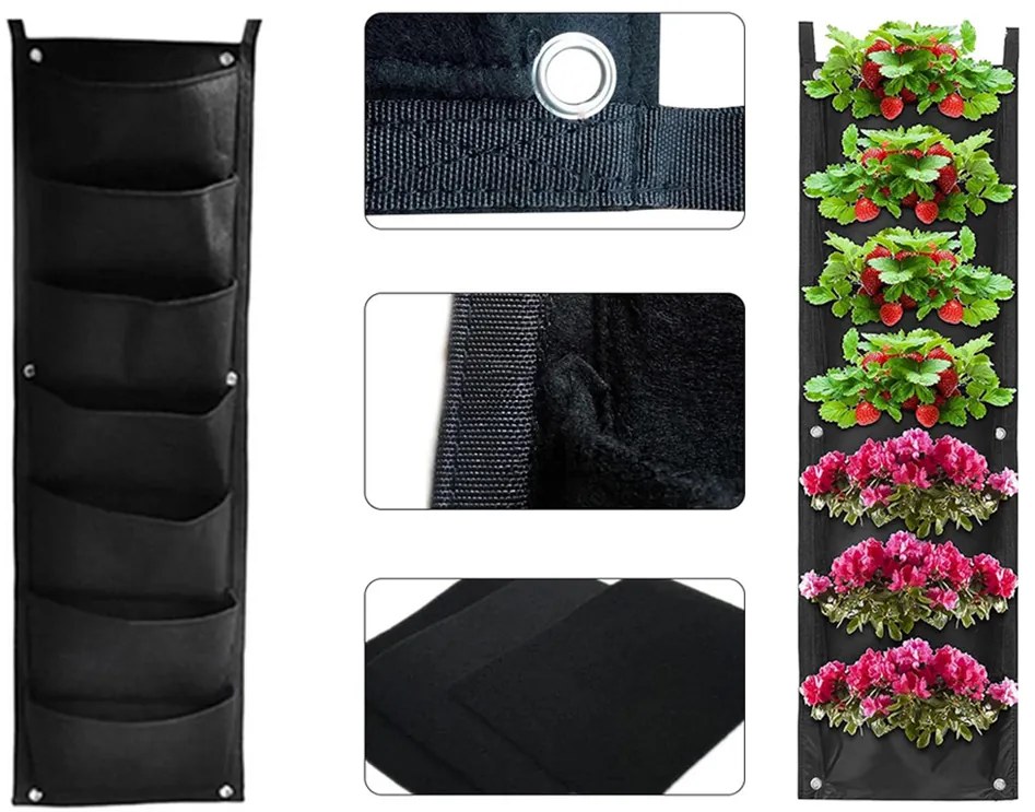 VERK Filc függőleges növénytartó - 7 zseb palánták számára