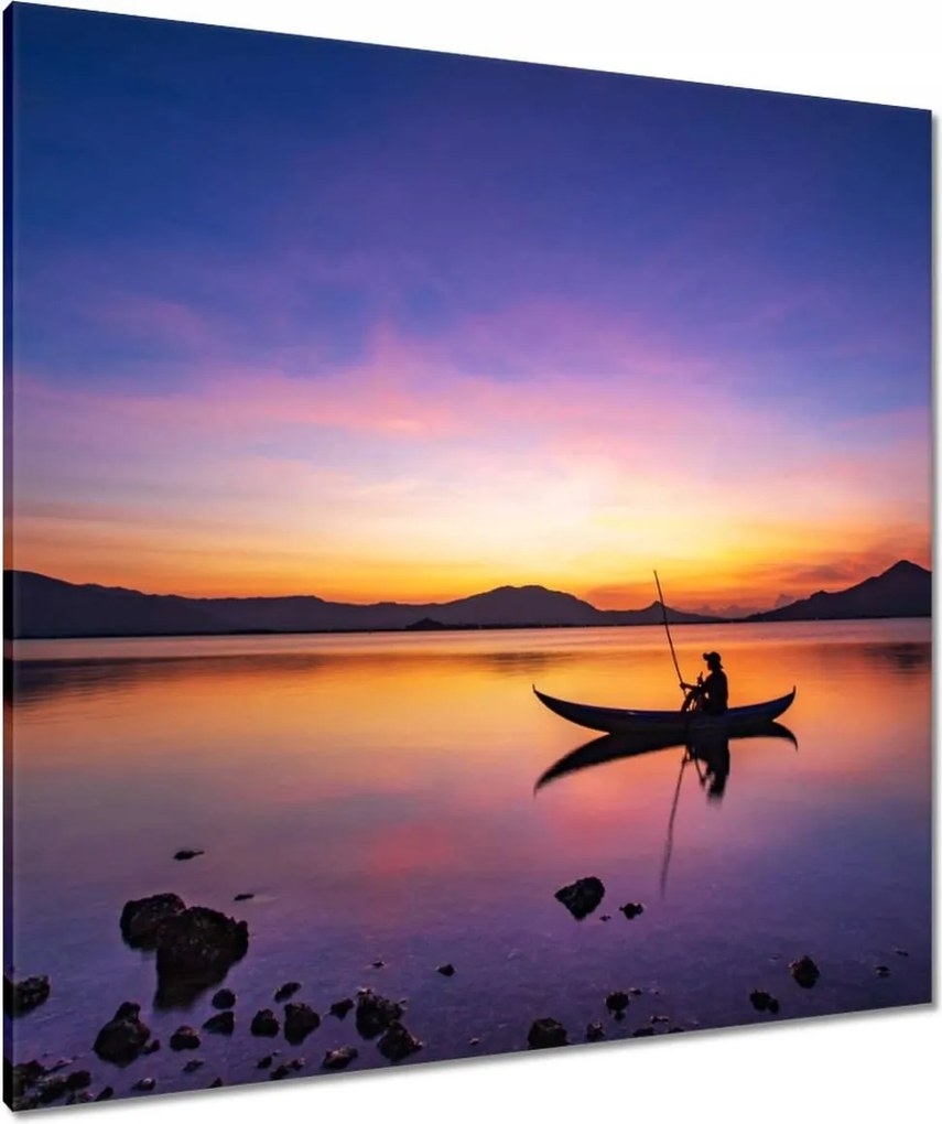 Vászonkép 90x90 Esti horgászat