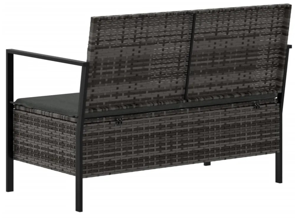 2 személyes szürke polyrattan kerti kanapé párnával