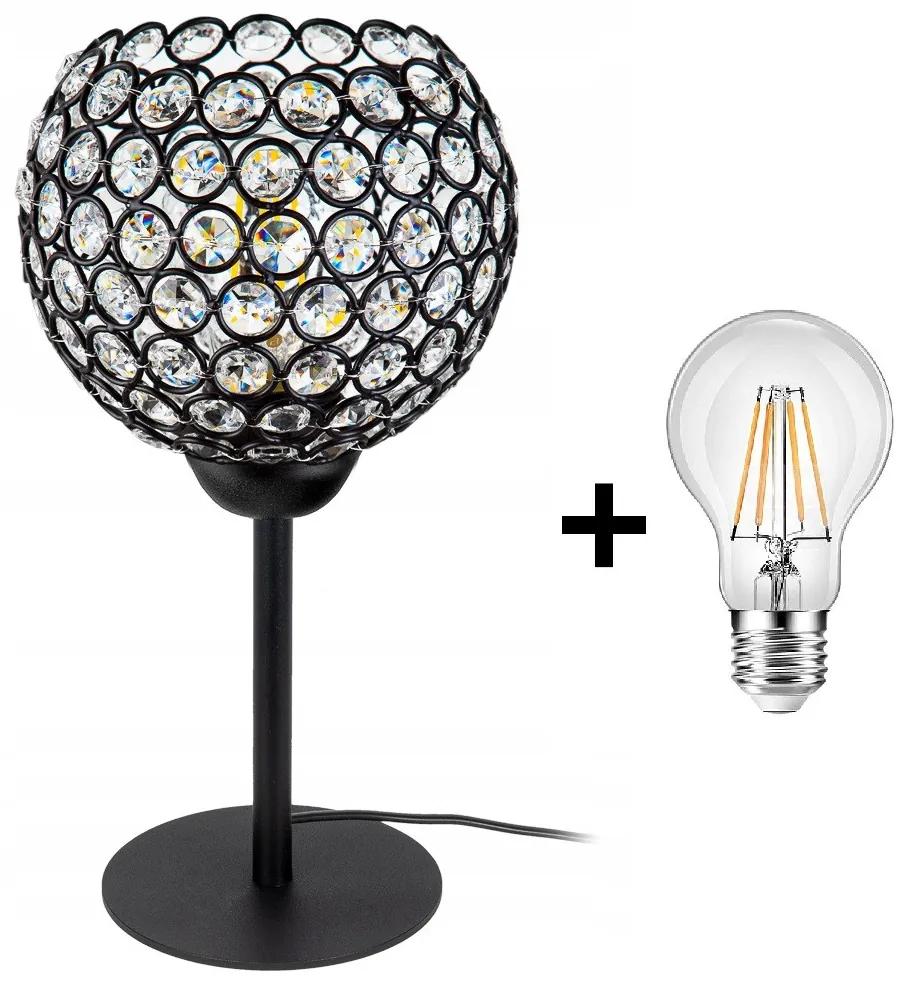 Crystal Ball asztali lámpa fekete1x E27 + ajándék LED izzó