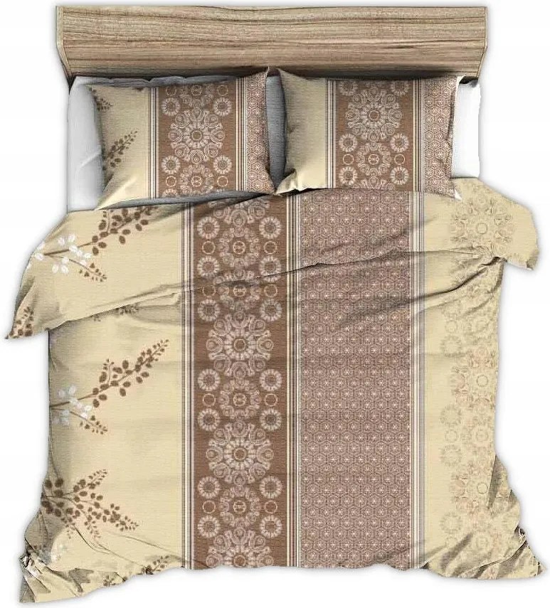 Ágyneműhuzat kéregből 140x200 barna bézs függőleges csíkok