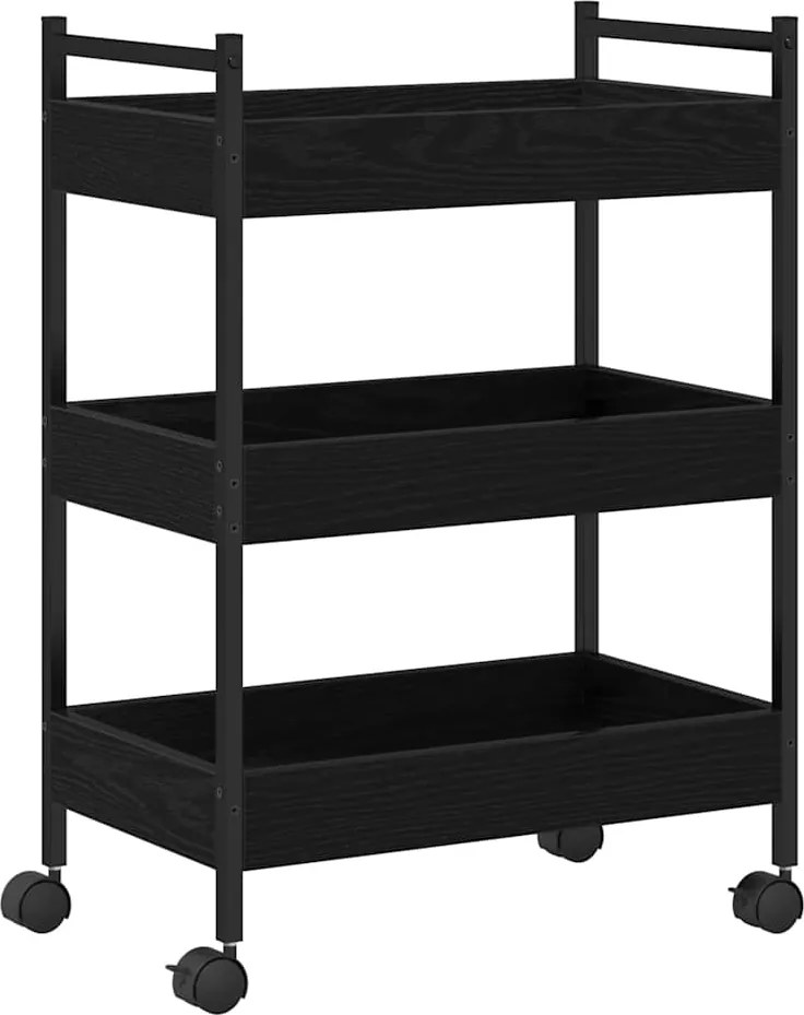 vidaXL Konyhai kocsi Musta tammi 50 x 30 x 70 cm Faanyag