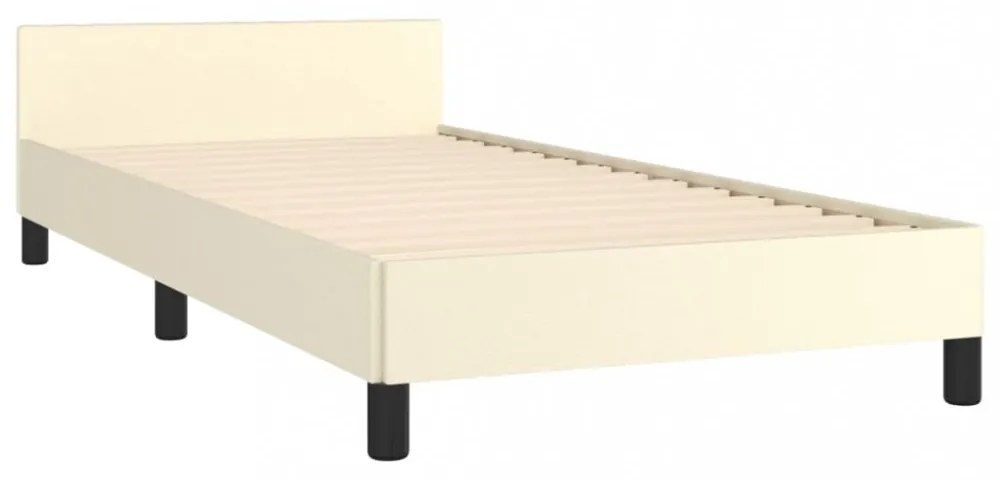 krémszínű ágykeret fejtámlával matrac nélkül 80 x 200 cm