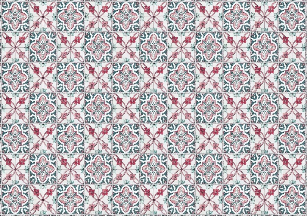 Tapéta Csempe Minták Díszek Vintage Geometria Pasztell 312x219 vinil