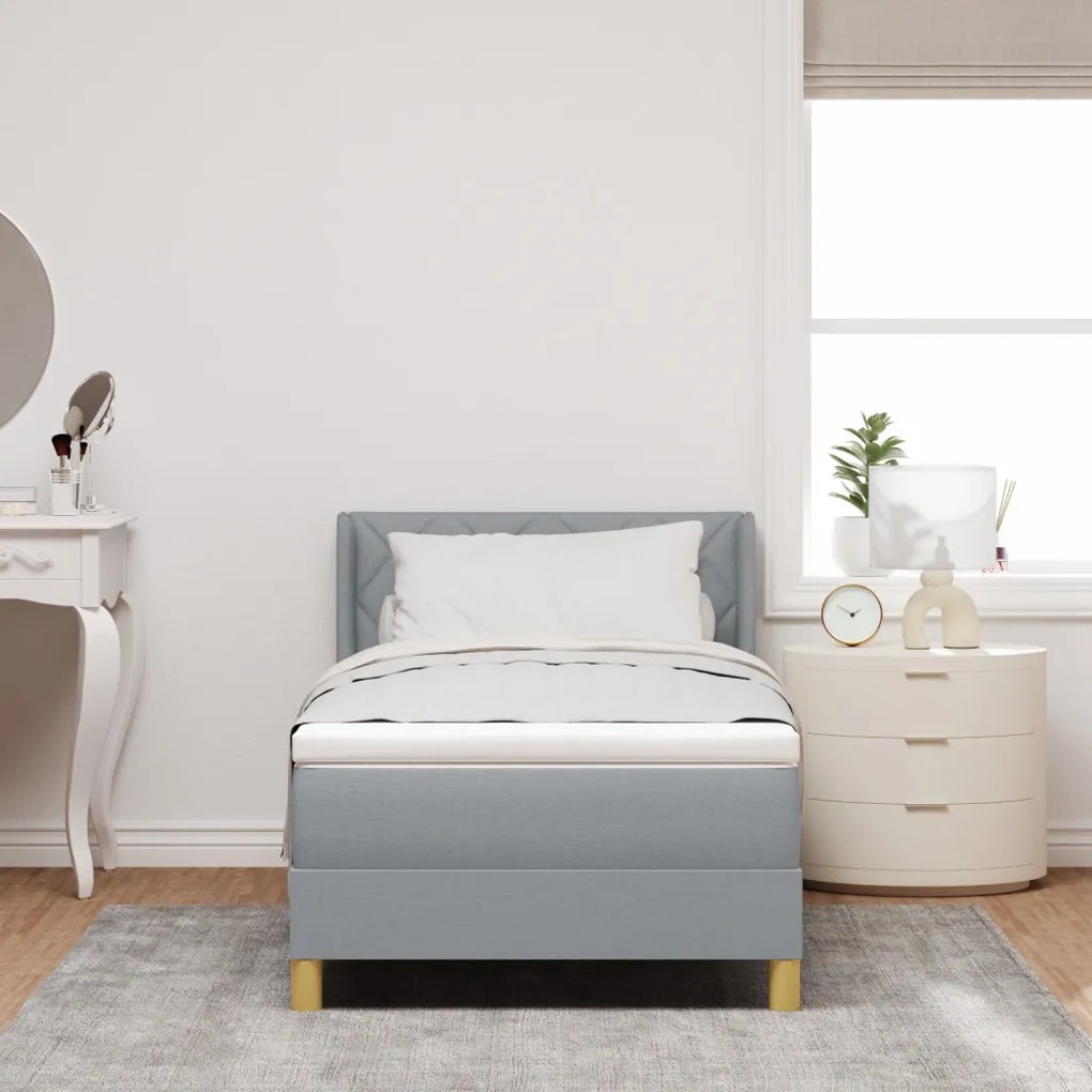 Boxspring Ágy Matrac Fekete Szürke Színben, 100 x 200 cm Szövet