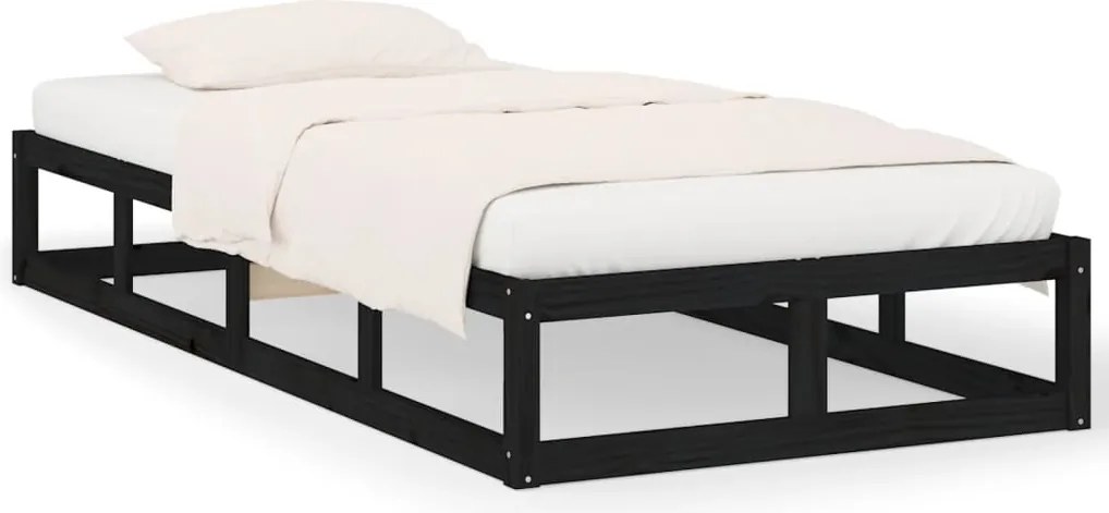 vidaXL fekete tömör fa ágykeret 75 x 190 cm (Small Single)