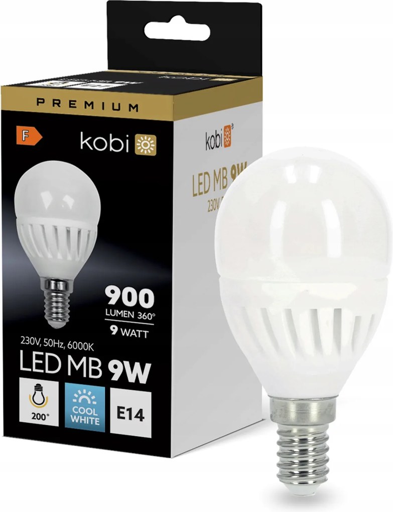 Led izzó E14 Golyó 9W 900lm 6000K Hideg 200° Prémium