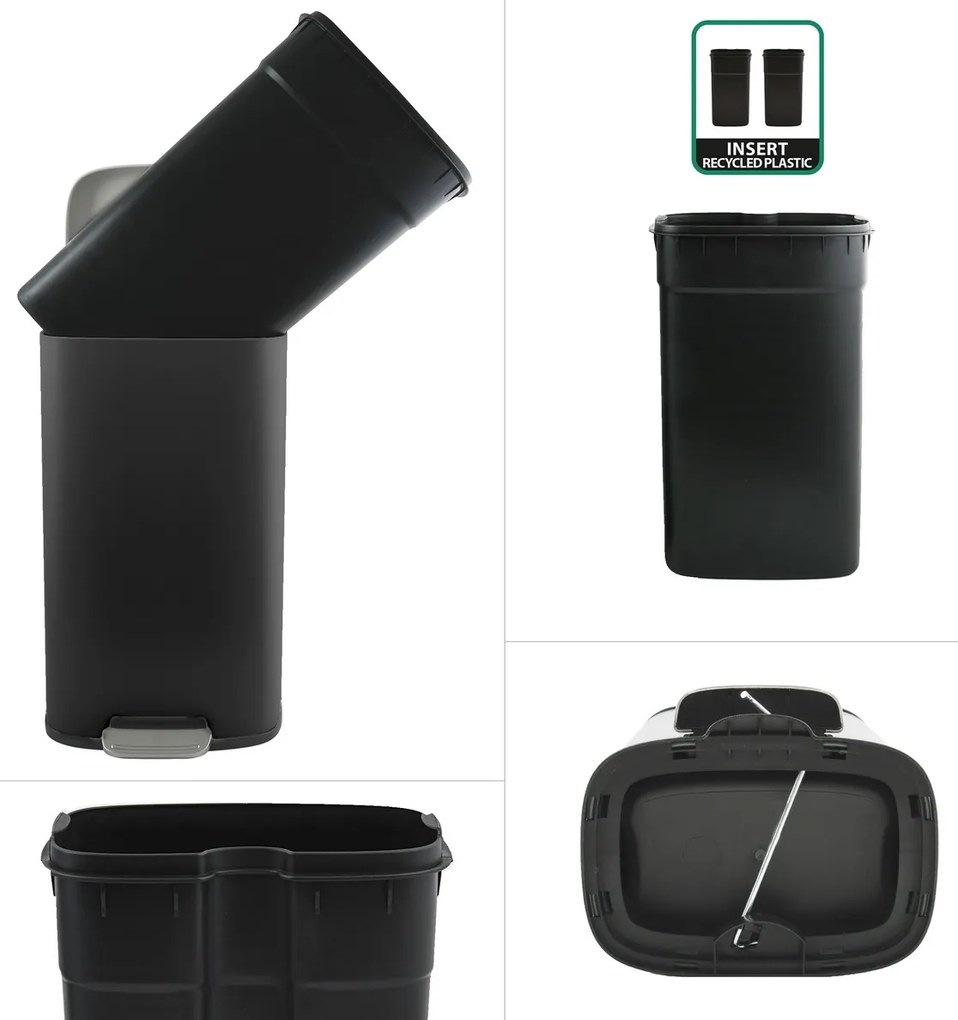 Spirella Pedálos szemetes soft-close Akira 50 l,matt fekete, 50 l