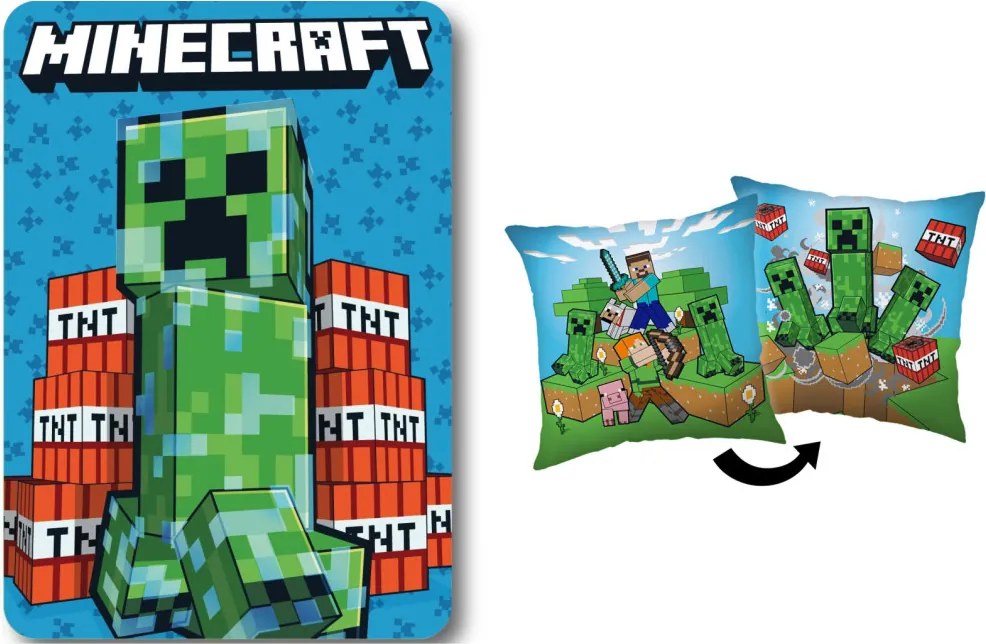 Minecraft TNT Chaos polár takaró és párna szett, 2 részes