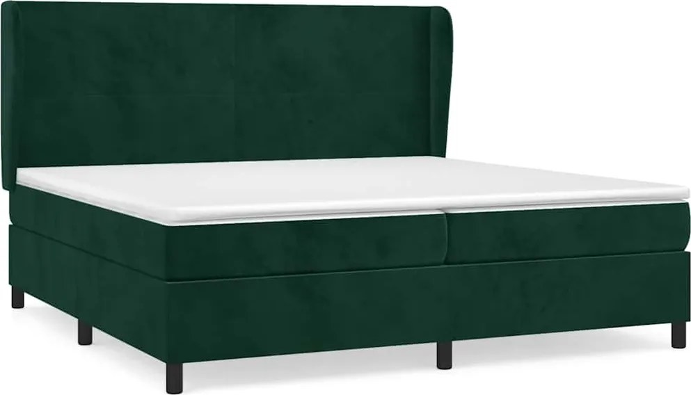 vidaXL sötétzöld bársony rugós ágy matraccal 200x200 cm