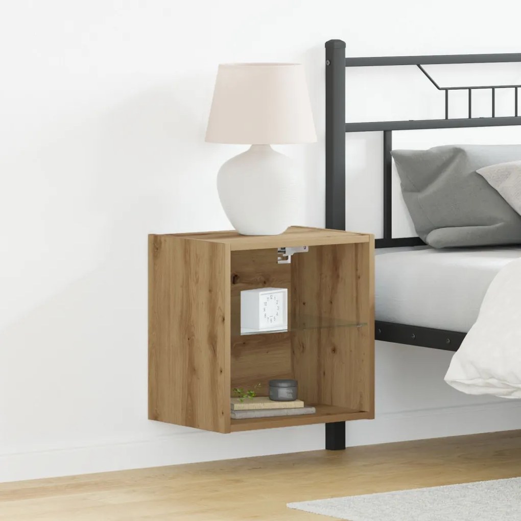 lebegő polc 2 db Kézműves tölgy 40x28.5x40 cm Szerelt fa
