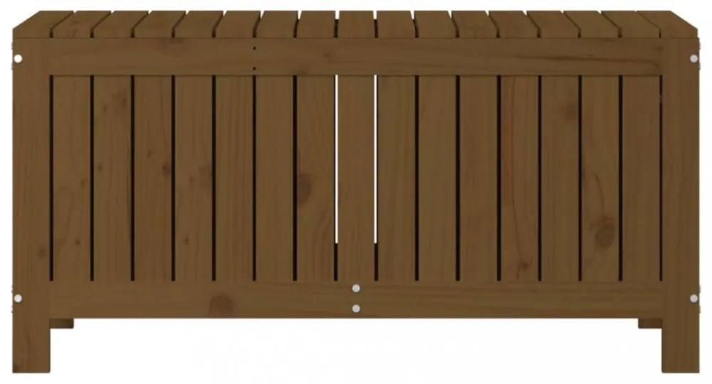 mézbarna tömör fenyőfa kerti tárolóláda 108x42,5x54 cm