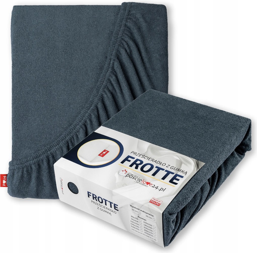 Frottír lepedő 90x200 gumis vastag pamut oldal 30 cm Hamu Sötét