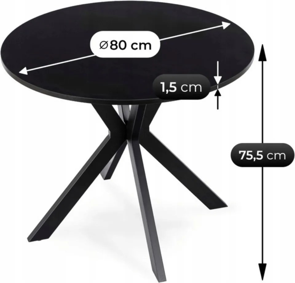 Stół LAUREN 80 cm Czarny